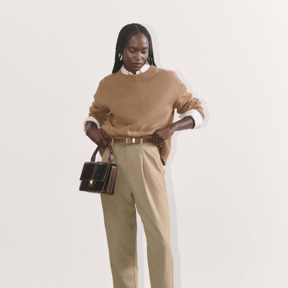 Everlane Women's Draper Tapered Pant in Buttersmooth in Ash Brown, Size 16